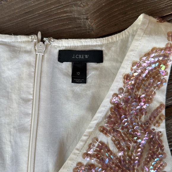 J Crew creamy linen dress l sequined sleeveless midi EUC size 10 (fits like 8) - Picture 5 of 6